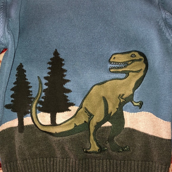Gymboree Dinosaur Sweater sz 5/6 Boys Blue/Green - Picture 3 of 6